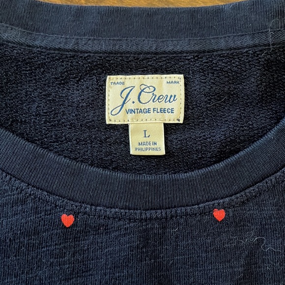 J.Crew Vintage Fleece Sweatshirt with Tiny Hearts Pattern - Picture 2 of 7